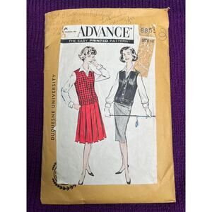 Advance 8855 vest blouse pleated skit 1950s